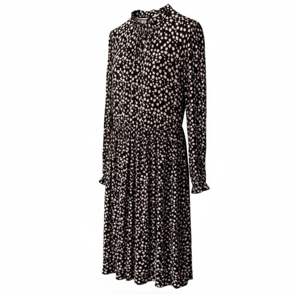 Boden Clara Jersey Dress US 12L UK 16L Black Pink Floral Long Sleeve